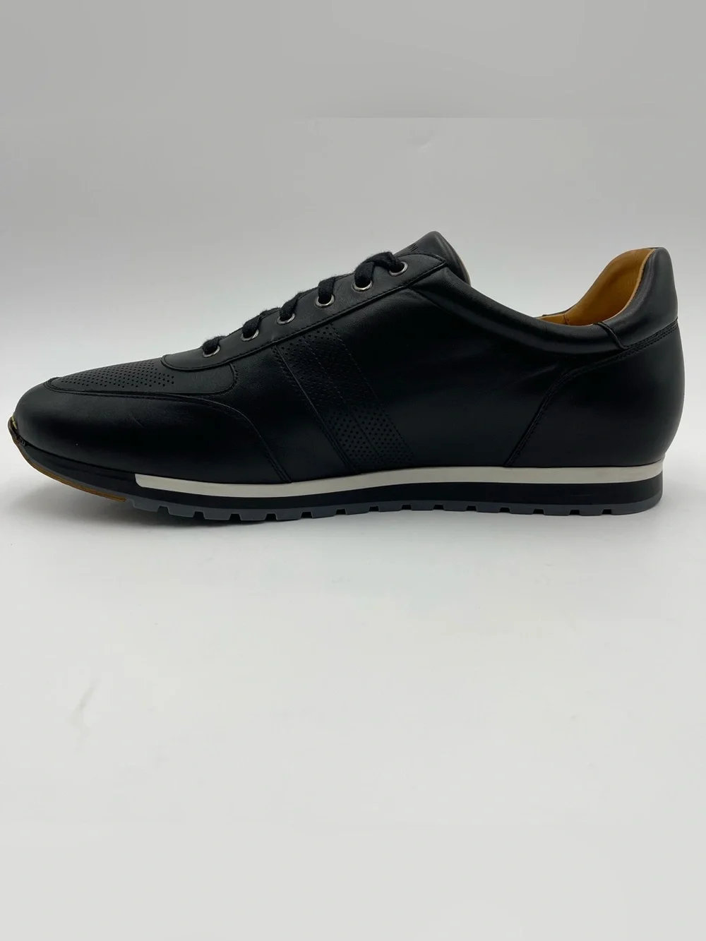 Magnanni SZ 14-EU 47-Luxe Black Calfskin Leather Lizard Sneaker Shoes-MSRP $495